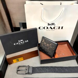 Coach Reversible Belt with Wallet Combo