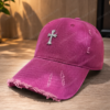 Premium Distressed Pink Cross Cap – Vintage Streetwear Style