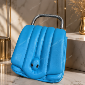 Premium Sky Blue Quilted Leather Handbag