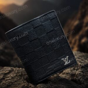 Louis Vuitton Premium Black Leather Wallet for Men 
 Luxury Designer Bifold Wallet