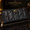 Elegant Black Quilted Leather Wallet with Gold Accent