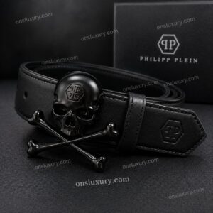 Title:

Philipp Plein Black Skull Buckle Premium Leather Belt for Men | Luxury Designer Style | Adjustable Fit