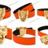 Exclusive Orange Leather Belt with Gold Buckle – Premium Quality