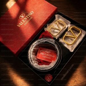 Valentino Garavani Men's Dual Buckle Leather Belt Gift Set 2026