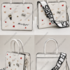 Karl Inspired White Heart Tote Bag with Wide Strap