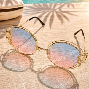 Luxury Designer Oval Gradient Sunglasses – Premium Gold Frame UV400 | Onsluxury