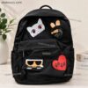 Karl lagerfeld black premium backpack with signature patch design