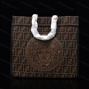 Title:

Luxury Brown Monogram Crystal Medallion Tote Bag for Women | Premium Designer Style Handbag