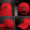 Luxury Red Cotton Adjustable Cap – Heart Logo Edition