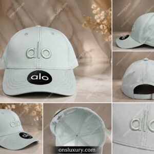 Alo Luxury Sage Green Embroidered Baseball Cap | Premium Adjustable Unisex Hat