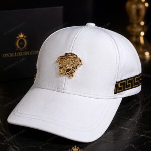 Luxury White Medusa Gold Emblem Baseball Cap